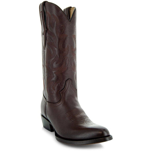 Cowboy Dress Boots | Mens Classic Round-Toe Boots (H7001-Brown) - Soto Boots