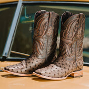 Soto Boots Mens Out of the Wild Brown Ostrich Print Boots H50031 - Soto Boots