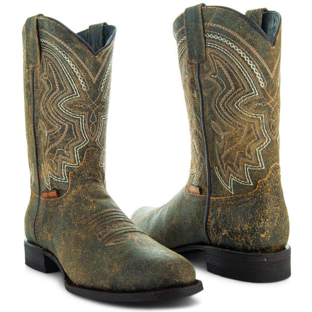 Soto Men's Leather Harness Ankle Boots - Square Toe, Goodyear Welt, H4017 Style - View #8