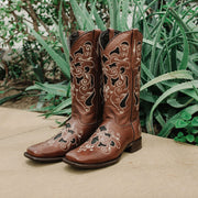 Soto boots Womens Brown Inlay Cowboy Boots M50052 - Soto Boots