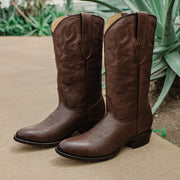 Cowboy Dress Boots | Mens Classic Round-Toe Boots (H7001-Brown) - Soto Boots