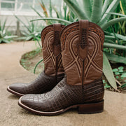 Caiman Hornback Print Cowboy Boots | Men's Square Toe Boots (H7005) - Soto Boots