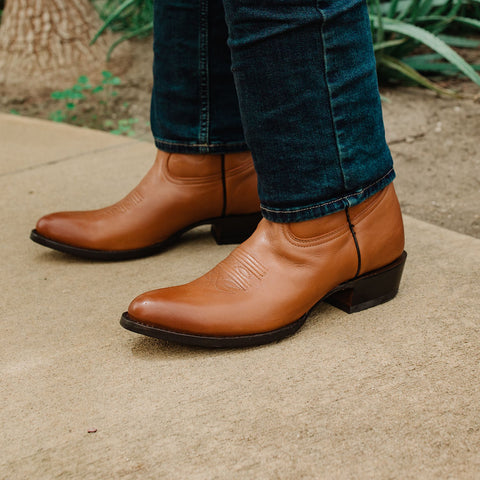 Cowboy Dress Boots | Mens Classic Round-Toe Boots (H7001-Tan) - Soto Boots