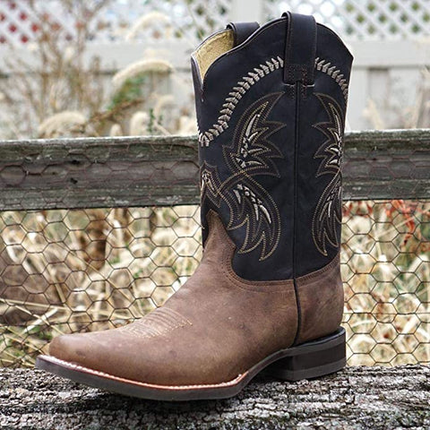 Square Toe Leather Sole Cowboy Boots H4002 - Soto Boots