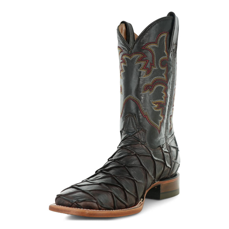 Soto Boots Men's Pirarucu Print Square Toe Cowboy Boots Brown H4022 ...
