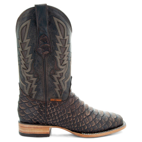 Soto Boots Mens Brown Python Print Boots H50032 - Soto Boots