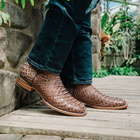 Soto Boots Mens Tan Python Print Boots H50032 - Soto Boots