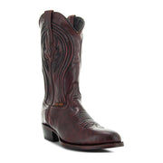 Soto Boots Mens Black Cherry Leather Dress Round Toe Cowboy Boots H50044 - Soto Boots