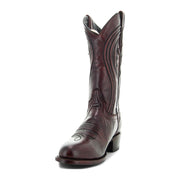 Soto Boots Mens Black Cherry Leather Dress Round Toe Cowboy Boots H50044 - Soto Boots