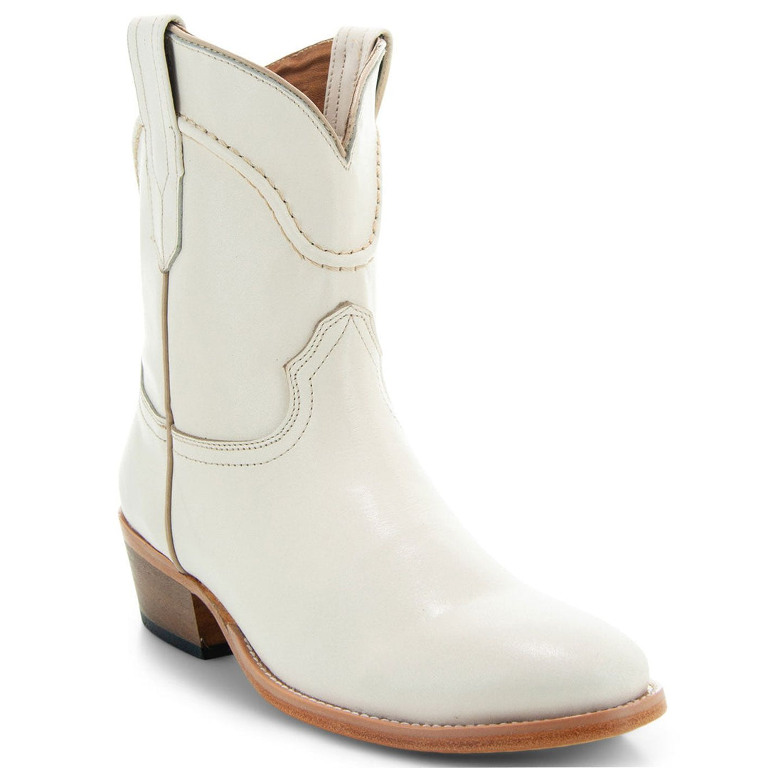 women's white leather dress boots Soto Boots White Leather Womens Western Ankle Booties M1002