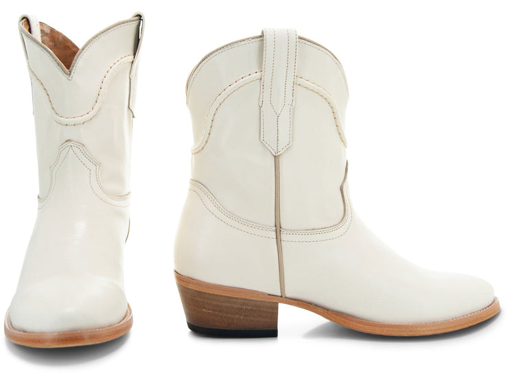 Soto Boots White Leather Womens Western Ankle Booties M1002