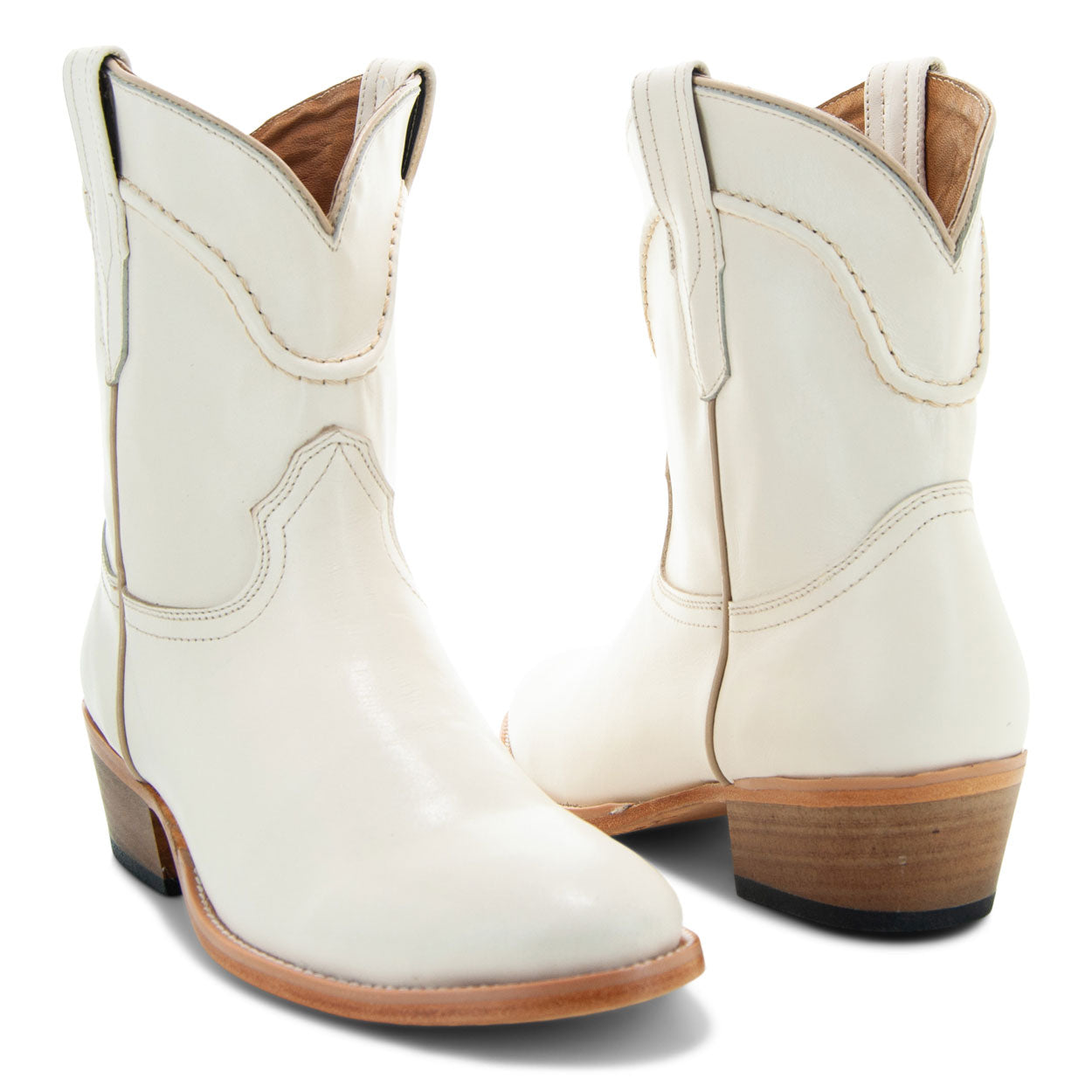 women's white leather dress boots Soto Boots White Leather Womens Western Ankle Booties M1002