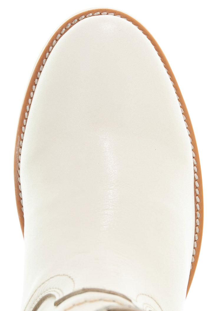 Soto Boots White Leather Womens Western Ankle Booties M1002
