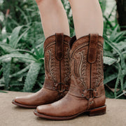 Harness Cowgirl Boots | Tan Leather Cowgirl Boots (M50038) - Soto Boots