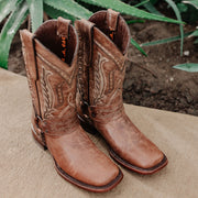 Harness Cowgirl Boots | Tan Leather Cowgirl Boots (M50038) - Soto Boots