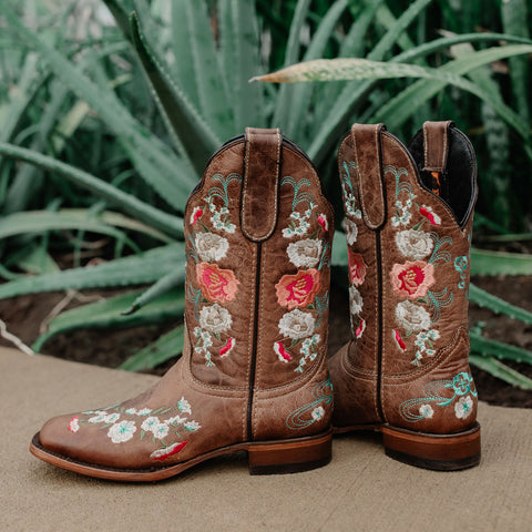 Jasmine Women's Square Toe Floral Cowgirl Boots (M50043) - Soto Boots