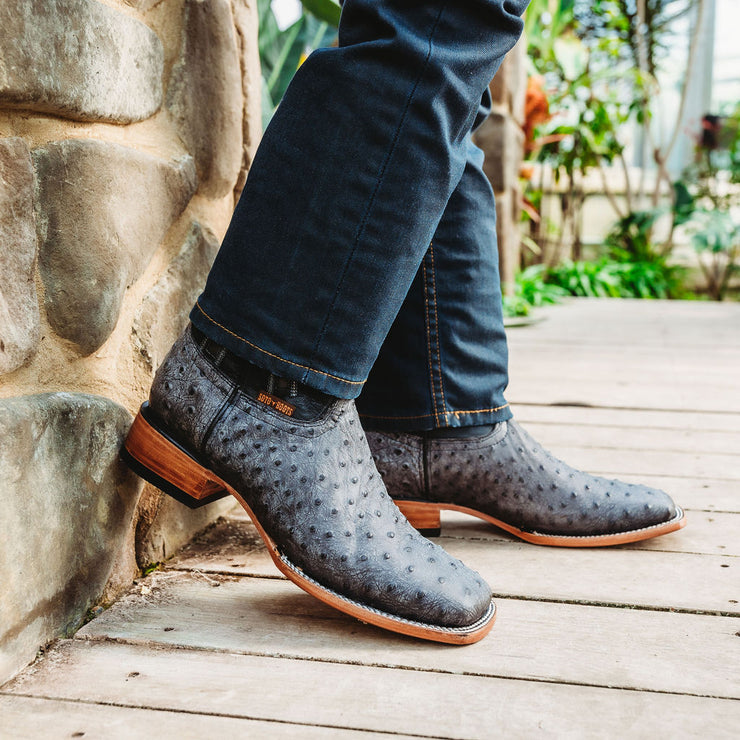 Soto Boots Mens Out of the Wild Black Ostrich Print Boots H50031 - Soto Boots