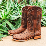 Cognac Ostrich Boots with XTOE