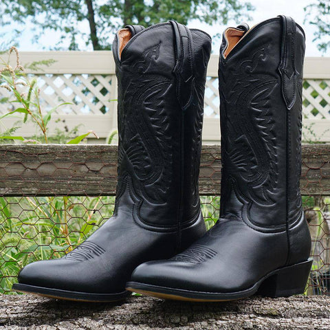 Cowboy Dress Boots, Mens Classic Round-Toe Boots (H7001)