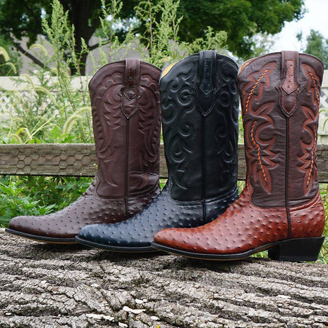 Men's Ostrich Print Cowboy Boots (H7002) - Soto Boots