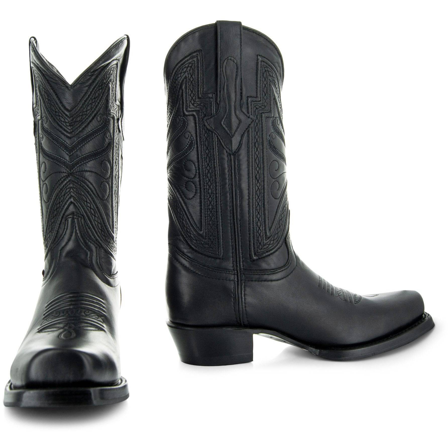 Lucchese Women's Black Leather Narrow Square Toe Western Boots