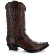 Men's Snip Toe Cowboy Boots Burnished Brown (H50030) - Soto Boots
