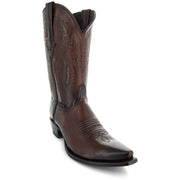 Men's Snip Toe Cowboy Boots Burnished Brown (H50030) - Soto Boots