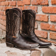 Men's Snip Toe Cowboy Boots Burnished Brown (H50030) - Soto Boots