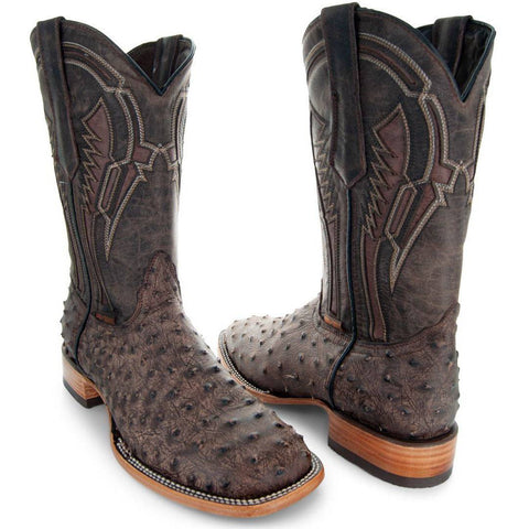 Soto Boots Mens Out of the Wild Brown Ostrich Print Boots H50031 - Soto Boots