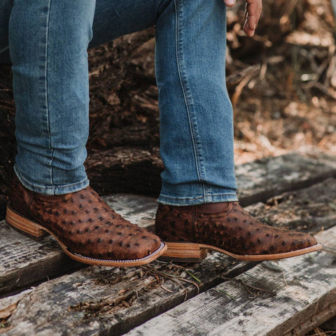 Soto Boots Mens Out of the Wild Cognac Ostrich Print Boots H50031 - Soto Boots