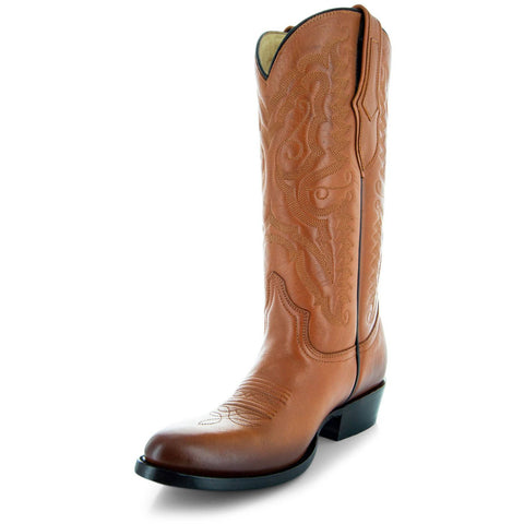 Cowboy Dress Boots | Mens Classic Round-Toe Boots (H7001-Tan) - Soto Boots