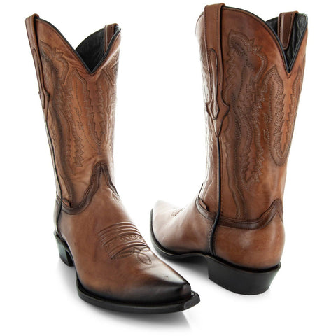 Men's Snip Toe Cowboy Boots Tan (H50030) | Soto Boots - Soto Boots