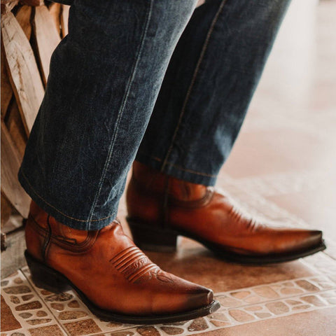 Men's Snip Toe Cowboy Boots Tan (H50030) | Soto Boots - Soto Boots