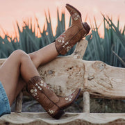 Women's Snipped Toe Western Boots | Floral Showstopper Cowgirl Boots (M50044) - Soto Boots