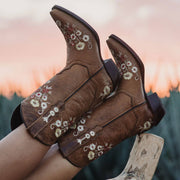 Women's Snipped Toe Western Boots | Floral Showstopper Cowgirl Boots (M50044) - Soto Boots