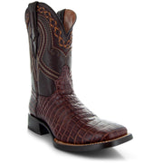 Caiman Hornback Print Cowboy Boots | Men's Square Toe Boots (H7005) - Soto Boots