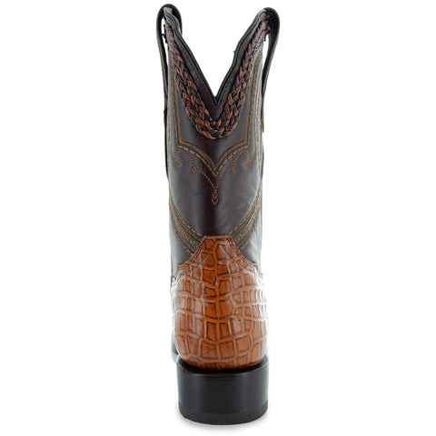 Caiman Hornback Print Cowboy Boots | Men's Square Toe Boots (H7005) - Soto Boots