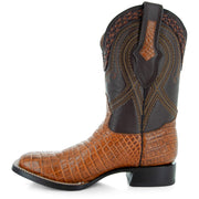 Caiman Hornback Print Cowboy Boots | Men's Square Toe Boots (H7005) - Soto Boots