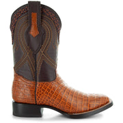 Caiman Hornback Print Cowboy Boots | Men's Square Toe Boots (H7005) - Soto Boots