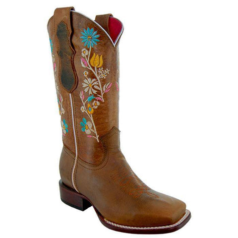 Daisy Women's Embroidery Square Toe Floral Cowgirl Boots (M9001) - Soto Boots