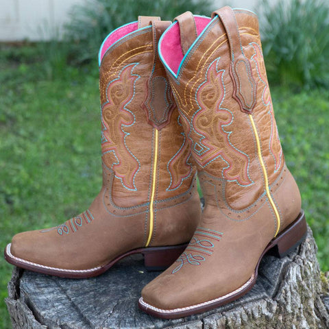 Ana Vaquera Western Boots | Women's Embroidered Square Toe Cowgirl Boots (M9002) - Soto Boots