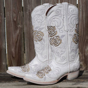 White Rose Inlayed Women's Cowgirl Boots (M50032) - Soto Boots