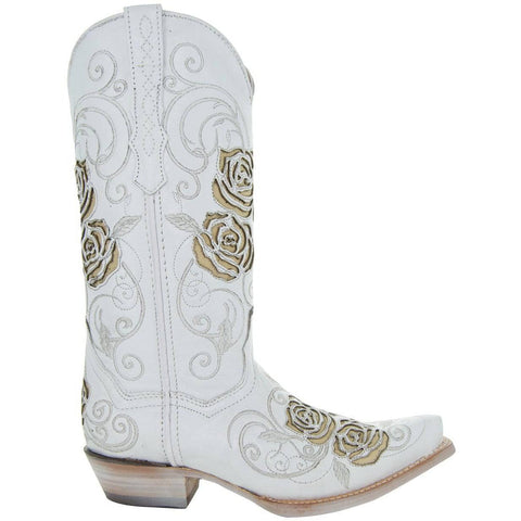 White Rose Inlayed Women's Cowgirl Boots (M50032) - Soto Boots