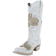 White Rose Inlayed Women's Cowgirl Boots (M50032) - Soto Boots