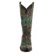 Turquoise Rose Inlayed Women's Cowgirl Boots (M50032) - Soto Boots