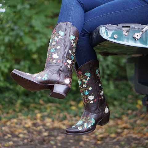 Wildflower Boots | Floral Embroidered Cowgirl Boots (M50030) - Soto Boots