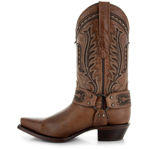 Women's Harness Boots | Brown Leather Harness Boots (M50039) - Soto Boots