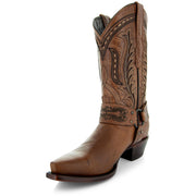 Women's Harness Boots | Brown Leather Harness Boots (M50039) - Soto Boots