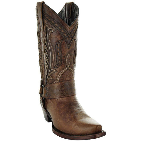 Women's Harness Boots | Brown Leather Harness Boots (M50039) - Soto Boots
