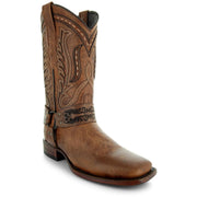 Harness Cowgirl Boots | Tan Leather Cowgirl Boots (M50038) - Soto Boots